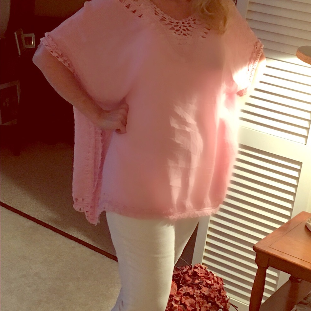 Oversized pink gauze shirt
